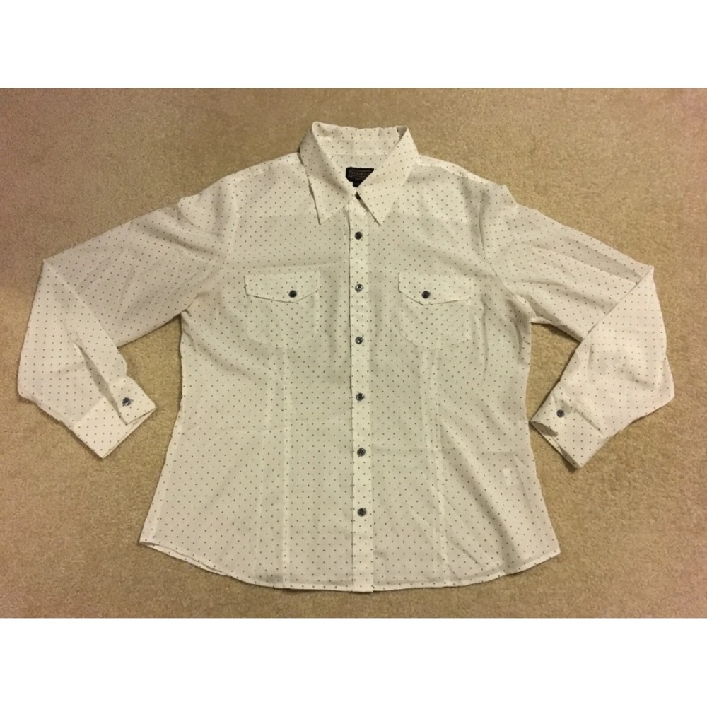 Pendleton Long Sleeve Front Button Shirt White Polka Dots Womens Size 16